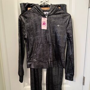 Juicy Couture Glittery Black Track Suit Jogger Licorice
